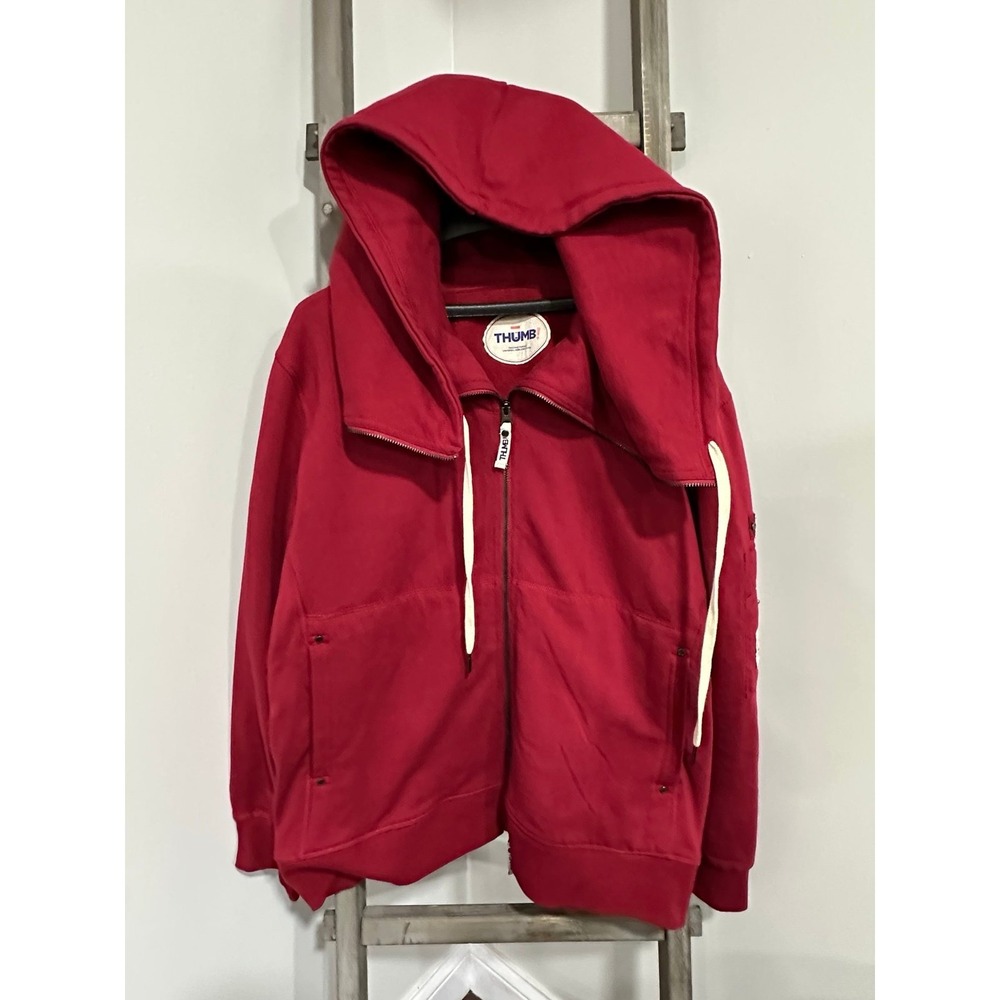 Thumbs United Burgandy Casey Fleece Hoodie Street wear Casual Jacket - Picture 2 of 7